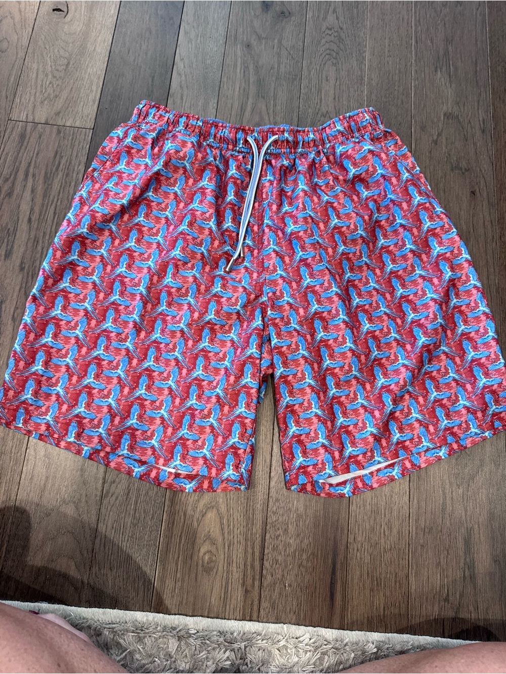 Peter Millar Red & Blue Patterned Swim Trunks